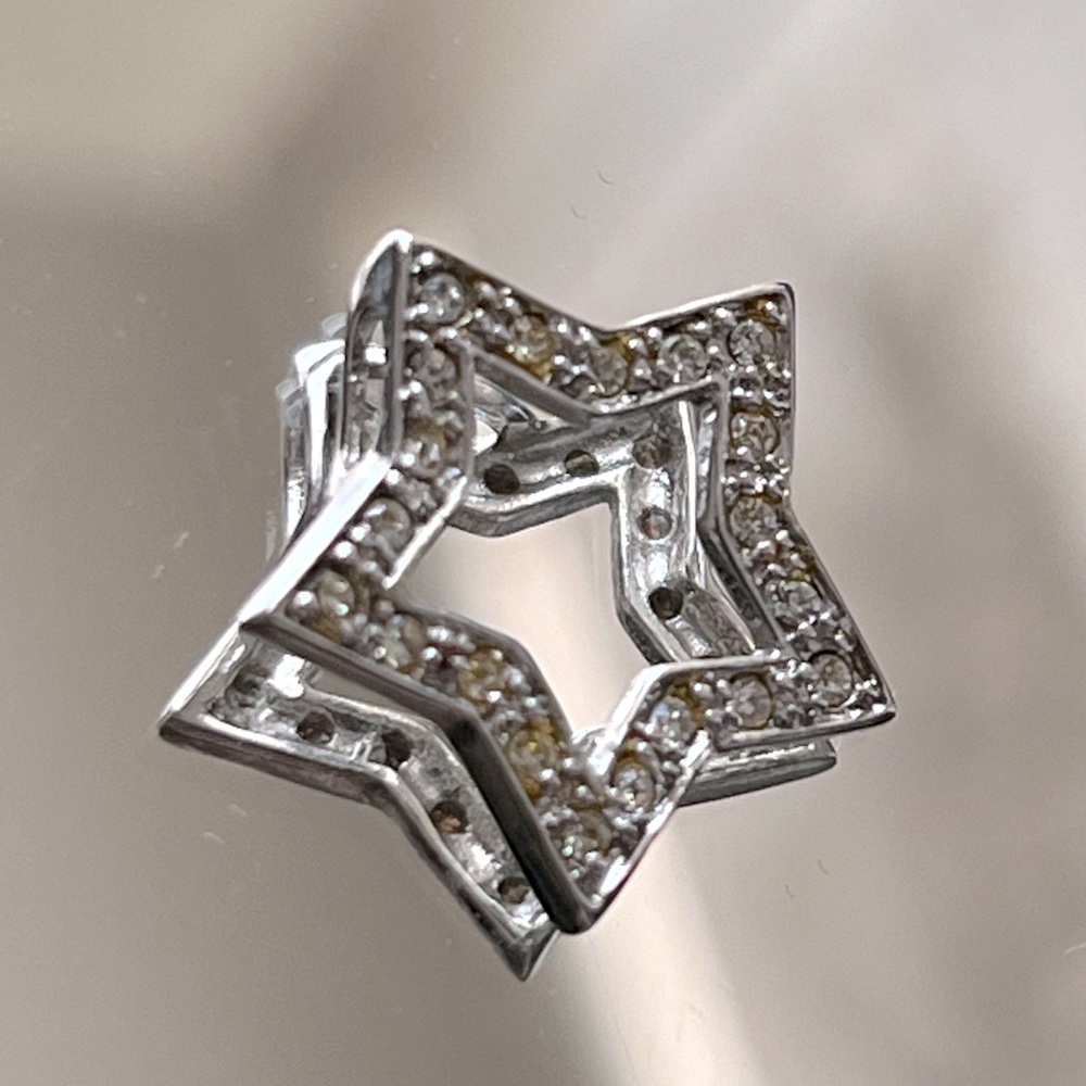 ❤️ Vintage Sterling Silver 925 CZ Star Pendant